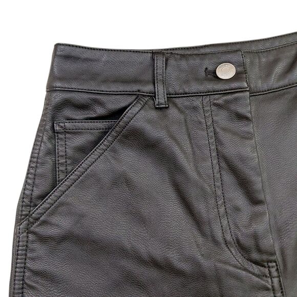 Wilfred Free Pants Womens 2 Black Faux Leather Cargo High Rise Utility Vegan - Picture 3 of 12